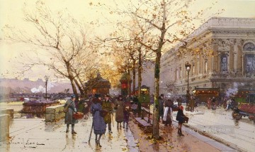 Cityscape Painting - LES QUAIS DE PARIS Eugene Galien Laloue